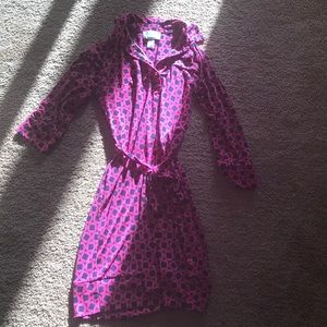 Donna Morgan pink black 3/4 sleeve button dress